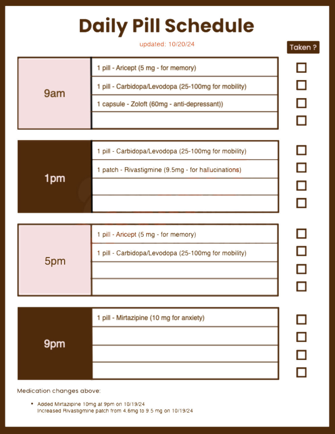 Make Your Own Daily Pill\n Schedule for LBD Caregivers\nwith Tracking